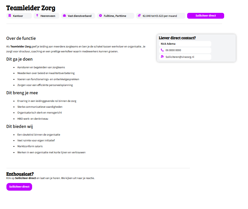 Vacaturepagina op de Werkenbij-site
