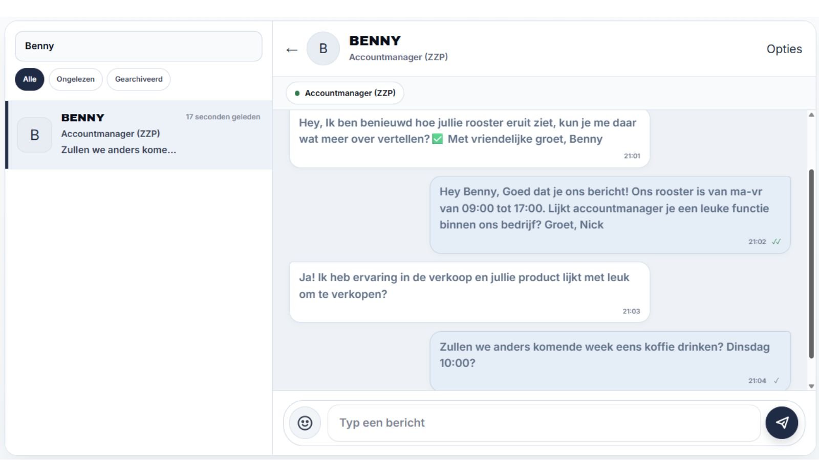 Voorbeeld van Kandidaten ontdekken en de werkgeversomgeving